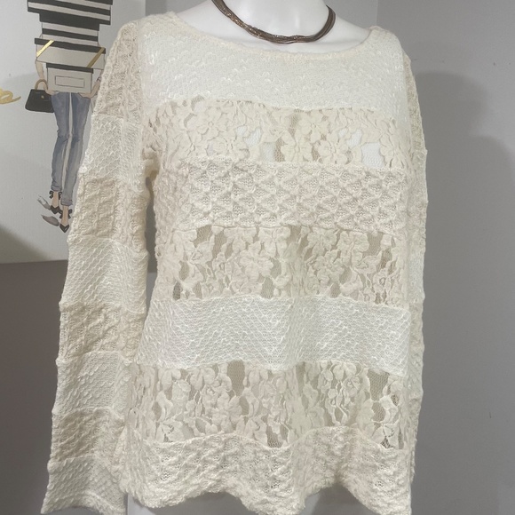 Meadow Rue XS Lace / Embroidered top Super cute Summer/L-S - Picture 2 of 5